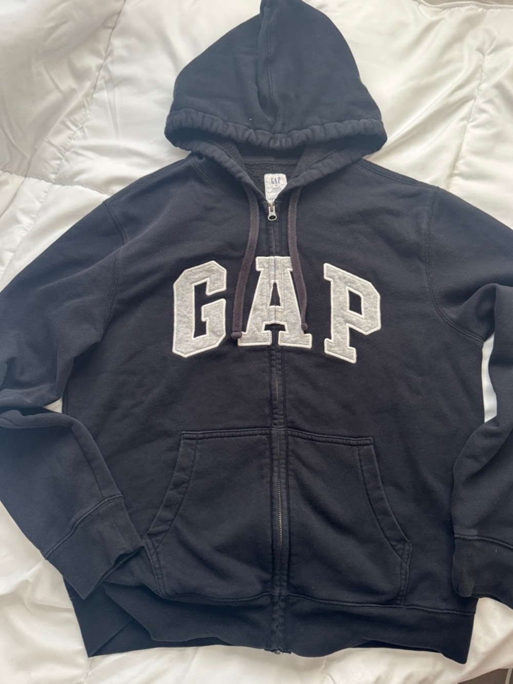 GAP Black Zip-Front Hoodie with Contrasting Logo